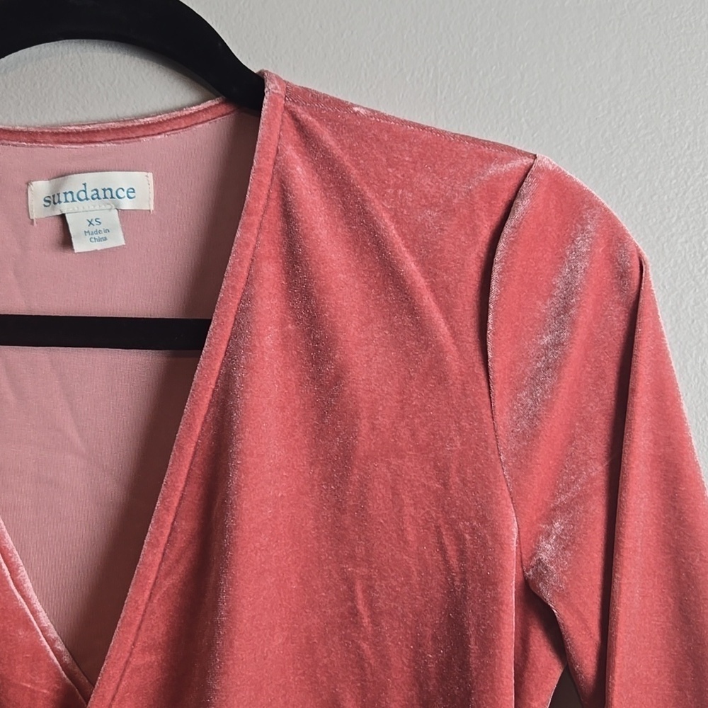 Sundance Pink Velvet Wrap Top - Picture 11 of 12